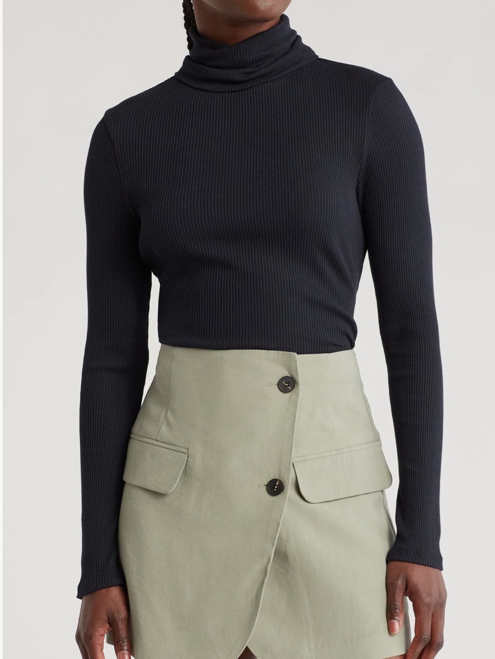 Topshop BLACK LONG SLEEVE RIB
FUNNEL TURTLENECK - size xs
